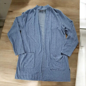 Susan Graver Weekend Regular Jersey Knit Relaxed Cardigan Denim Blue Size M